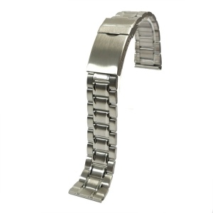 Brățară de Ceas Argintie – 20/22 mm – Finisaj Alternativ Mat și Lucios – Închidere Fluture cu Siguranță – 18BR90