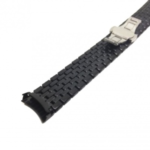 Bratara de Ceas Neagra din Otel Inoxidabil - Capete Curbate - 20mm - WZ3788 - Img 3