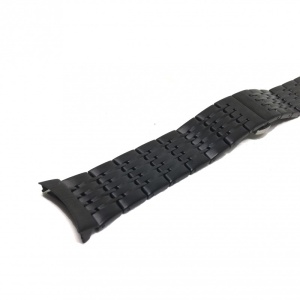 Bratara pentru Ceas Neagra din Otel Inoxidabil - Capete Curbate - 22mm - WZ3794 - Img 2