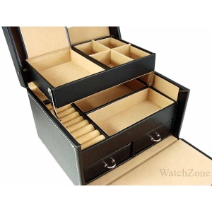 Caseta Bijuterii Piele Ecologica Neagra AMANDA WZ1923 - Img 4
