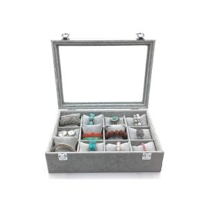 Caseta Gri / Neagra pentru prezentare ceasuri si bijuterii cu 12 spatii WZ4588 - Img 2