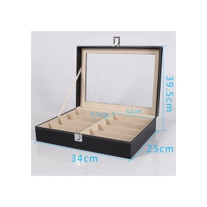 Casetă Ochelari 8 Spații – 2 Variante: Imprimeu Carbon / Negru – Geam Sticlă 3 mm - Img 7