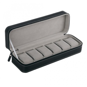 Caseta Transport Ceasuri Piele Ecologica Neagra 6 Spatii PU70