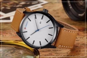 Ceas Bărbătesc Elegant Curren – Carcasă Oțel – Cadran 45 mm – Curea Piele Gri – Afișare Dată - Img 2