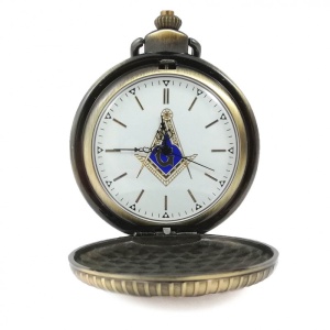 Ceas de Buzunar Masonic de Mari Dimensiuni – 55 mm – Bronz – Cadran 43 mm - Img 2