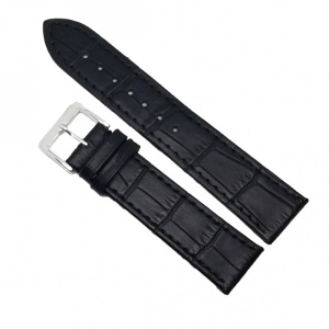 Curea Ceas „Croco Prestige” 7A1-N – Piele Naturală Neagră, Textură Crocodil (12mm - 22mm)
