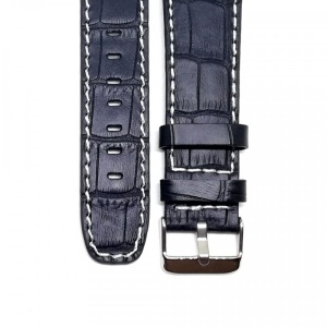 Curea Ceas „Cross-Grain” C3025 – Piele Naturală Neagră cu Textură Modernă (18mm - 24mm) - Img 2