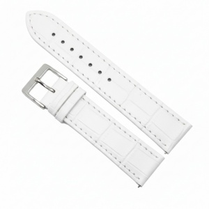 Curea Ceas „Pure White” 7A1-W – Piele Naturală cu Cusătură Asortată (12mm - 22mm)