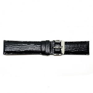 Curea Ceas „Shark Ocean” Fleurus – Piele Veritabilă de Rechin, Negru cu Cusătură Albă (20mm - 24mm) - Img 2