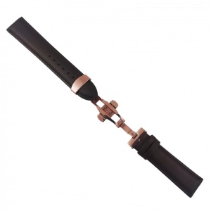 Curea ceas din piele maro Deployant auriu-roze 14mm 16mm 18mm 20mm 22mm 24mm - Img 2