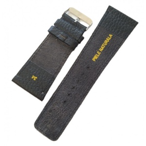 Curea Ceas Hand-Made – Piele Naturală Neagră, Cusătură Contrastantă 34mm - Img 2