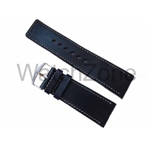 Curea ceas HAND MADE Neagra Cusatura Alba 26mm, 28mm, 30mm