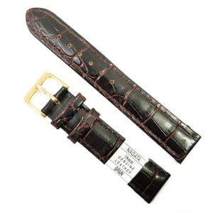 Curea Ceas Nagata Spain din Piele Naturală Maro Închis cu Imprimeu Crocodil, Interior Crem și Cataramă Aurie (WZ4360)