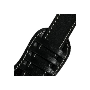 Curea Ceas Neagra Cusatura Alba Handmade Piele naturala 18mm - Img 2
