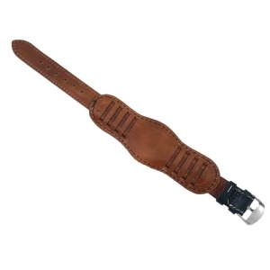Curea Ceas Neagra Cusatura Alba Handmade Piele naturala 18mm - Img 4
