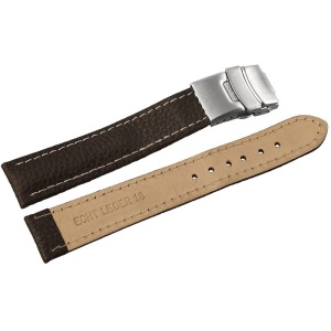 Curea Ceas Piele Naturala Bizonata Maro Deployant Cusatura Alba 16mm - 24mm 8162712001 - Img 4