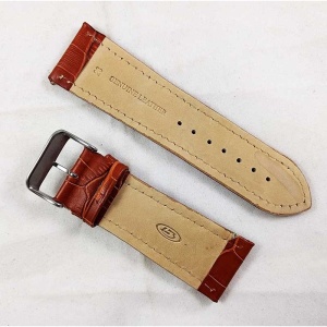 Curea Ceas Piele Naturală Maro Deschis Imprimeu Crocodil Cusătură Albă 28mm WZ2361 - Img 2