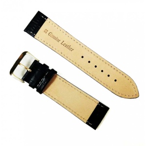 Curea Ceas Piele Naturala Neagra Crocodil Catarama Aurie 18mm / 20mm / 22mm WZ2273 - Img 2