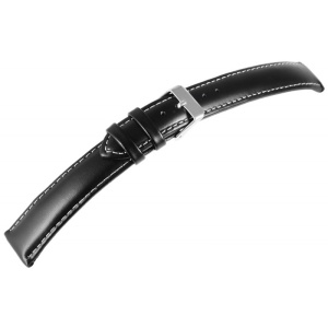 Curea Ceas Piele Naturala Neagra Cusatura Alba XL 22mm 8000063 - Img 4