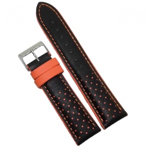 Curea ceas piele naturala neagra si orange 18mm 20mm 22mm WZ1778