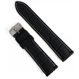 Curea Ceas Silicon Premium – Neagră cu Cusătură Albă (20mm, 22mm, 24mm)
