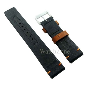 Curea de ceas 20mm, 22mm, 24mm neagra insertii maro Matteo Ferari WZ1615 - Img 2