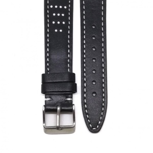 Curea de ceas Azzuro - Neagra cu cusatura alba - 18mm - WZ3651 - Img 2