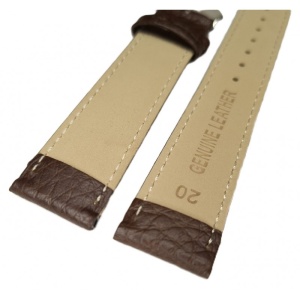 Curea de Ceas din Piele Maro – Textură Bizonată – 20/22 mm – Cataramă Argintie – Lungime M - Img 3