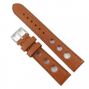 Curea de ceas din Piele Naturala - Culoare Maro, Model cu Gaurele - 18mm, 20mm - WZ3998