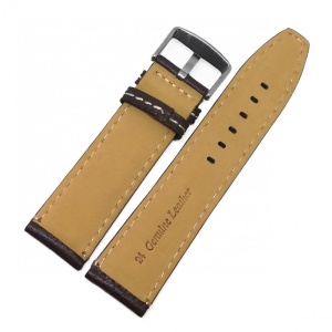 Curea de ceas din Piele Naturala - Culoare Maro si Cusatura alba - 18mm / 24mm - GR378M - Img 2