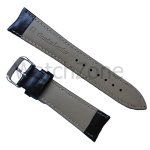 Curea de Ceas din Piele Naturală Neagră – 18/20/22/24 mm – Elegantă – Cataramă Argintie – WZ936 - Img 2
