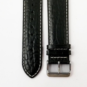 Curea de ceas din piele naturala neagra - 18mm 20mm 24mm C2938 - Img 4