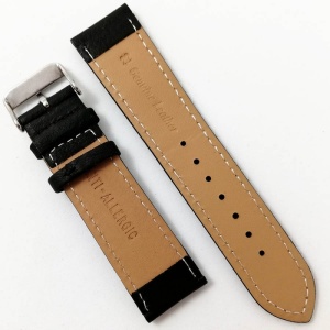 Curea de ceas din piele naturala neagra - 22mm WZ2894 - Img 2
