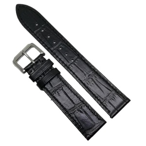 Curea de ceas din piele neagra cu imprimeu croco 20mm C3081 - Img 1