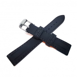 Curea de ceas din Silicon - Culoare Neagra - Imprimeu Crocodil - 18mm / 20mm / 22mm - 6S12 - Img 2