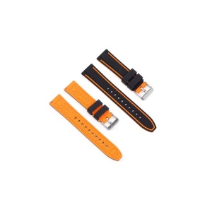 Curea de ceas neagra cu insertii orange 18mm 20mm 22mm 24mm WZ882 - Img 2