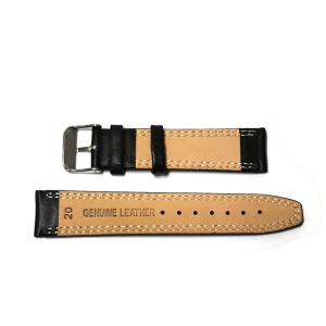Curea de ceas Neagra din piele naturala cu dubla cusatura Alba 20mm 22mm GR268 - Img 3