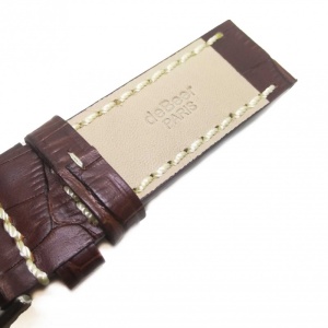 Curea de Ceas Robusta deBeer Paris – Maro Imprimeu Crocodil – Cusătură Albă – 24 mm – Piele Naturală - Img 2
