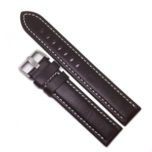 Curea de ceas XL - Azzuro - Maro + cusatura Alba - 20mm - WZ3694