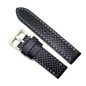 Curea Piele Naturală Neagră cu Imprimeu Carbon – Cusătură Gri – 22/24 mm