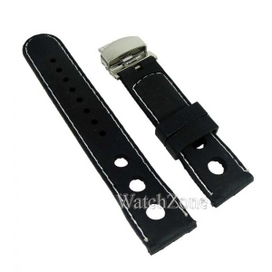 Curea Silicon cu Deployant Neagra Cusatura Alba 22mm WZ1583 - Img 5