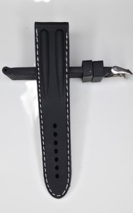 Curea Silicon Neagră cu Cusătură Albă – 22 mm – Grosime 5 mm – Cataramă Oțel – Lungime M - Img 2