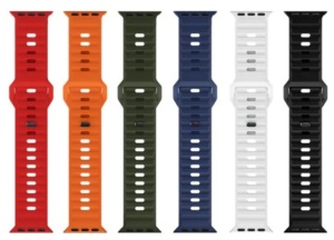 Curea Silicon Stepped pentru Apple Watch – 42/44/45/49 mm – Roșu și Bleumarin – Flexibilă și Confortabilă