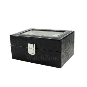 Cutie Ceasuri Neagra Piele Ecologica Trei Spatii - Img 3
