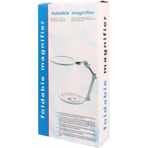 Lupă de Masă cu LED – 2,5X și 5X – Pliabilă – Mâini Libere – pentru Ceasornicărie, Modelism, Bijuterie – Albă - Img 3