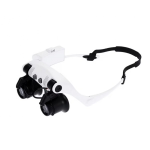Lupă Profesională tip Ochelari cu Iluminare LED – Set 4 Lentile (10x - 25x)
