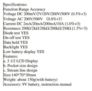 Multimetru Digital A830L – Aparat de Măsură 830 – Rezistent Anti-Șoc – Voltaj, Curent și Rezistență - Img 2