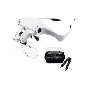 Ochelari cu Lupă și LED – 5 Lentile Interschimbabile 1.0X-3.5X – Iluminare LED – Prindere pe Cap