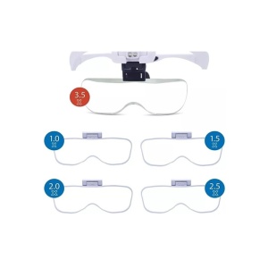 Ochelari cu Lupă și LED – 5 Lentile Interschimbabile 1.0X-3.5X – Iluminare LED – Prindere pe Cap - Img 3