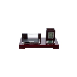 Set Birou Elegant din Lemn – Organizator Multifuncțional cu Ceas Digital CD-33